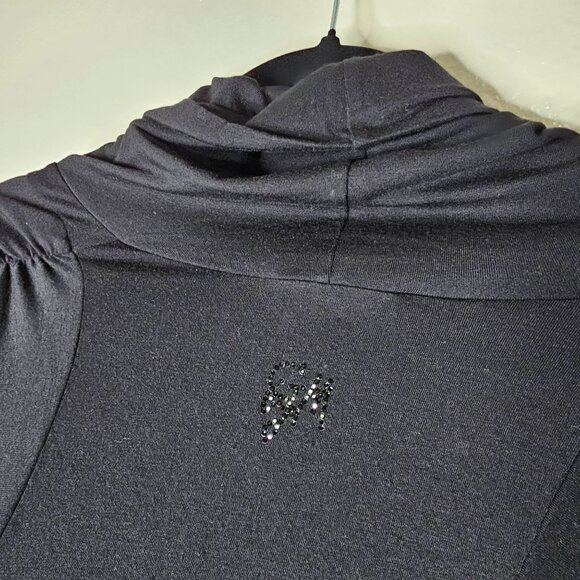 Y2K Guess By Marciano S Black Mini Dress Batwing Cowl Neck Going Out Clubbing - Picture 6 of 6